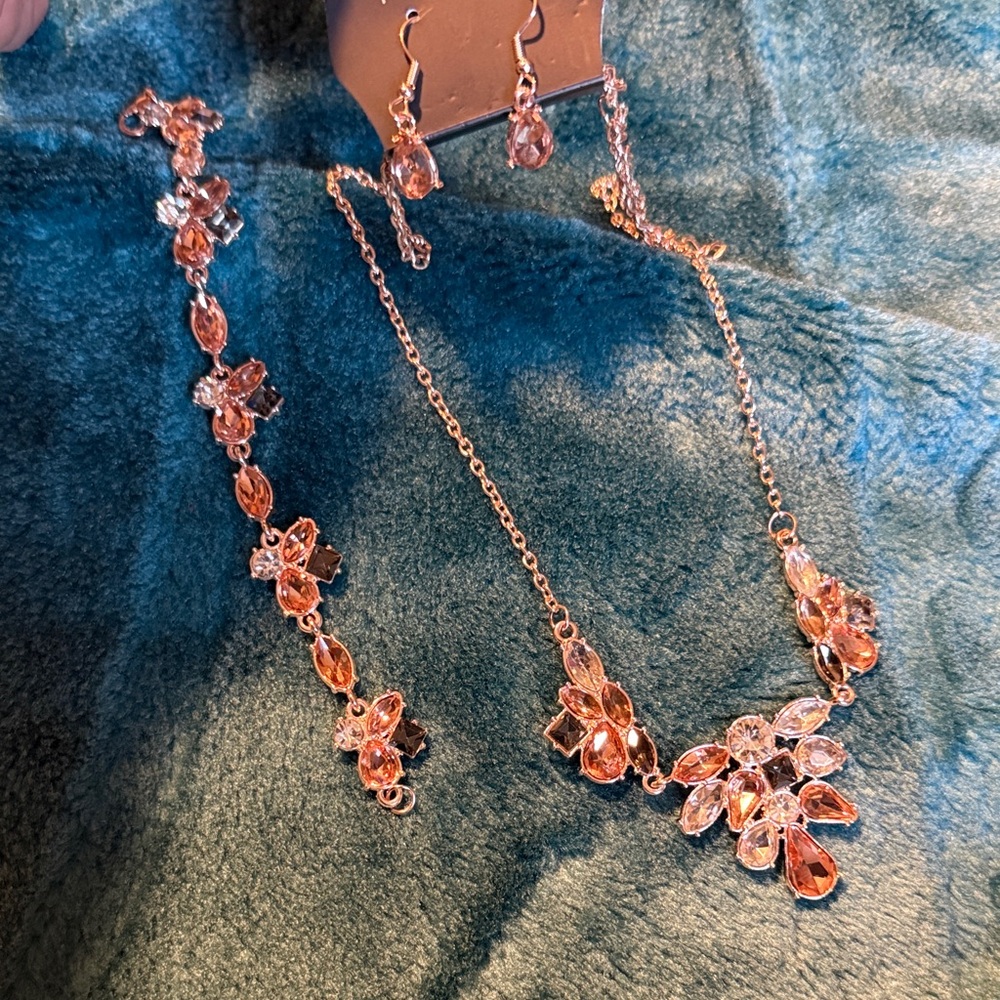 Elegant Rose Gold and Pink Jewelry Set